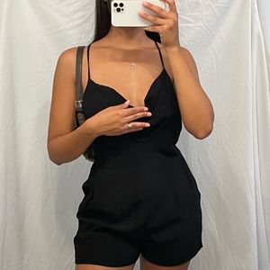 Bardot black open back romper